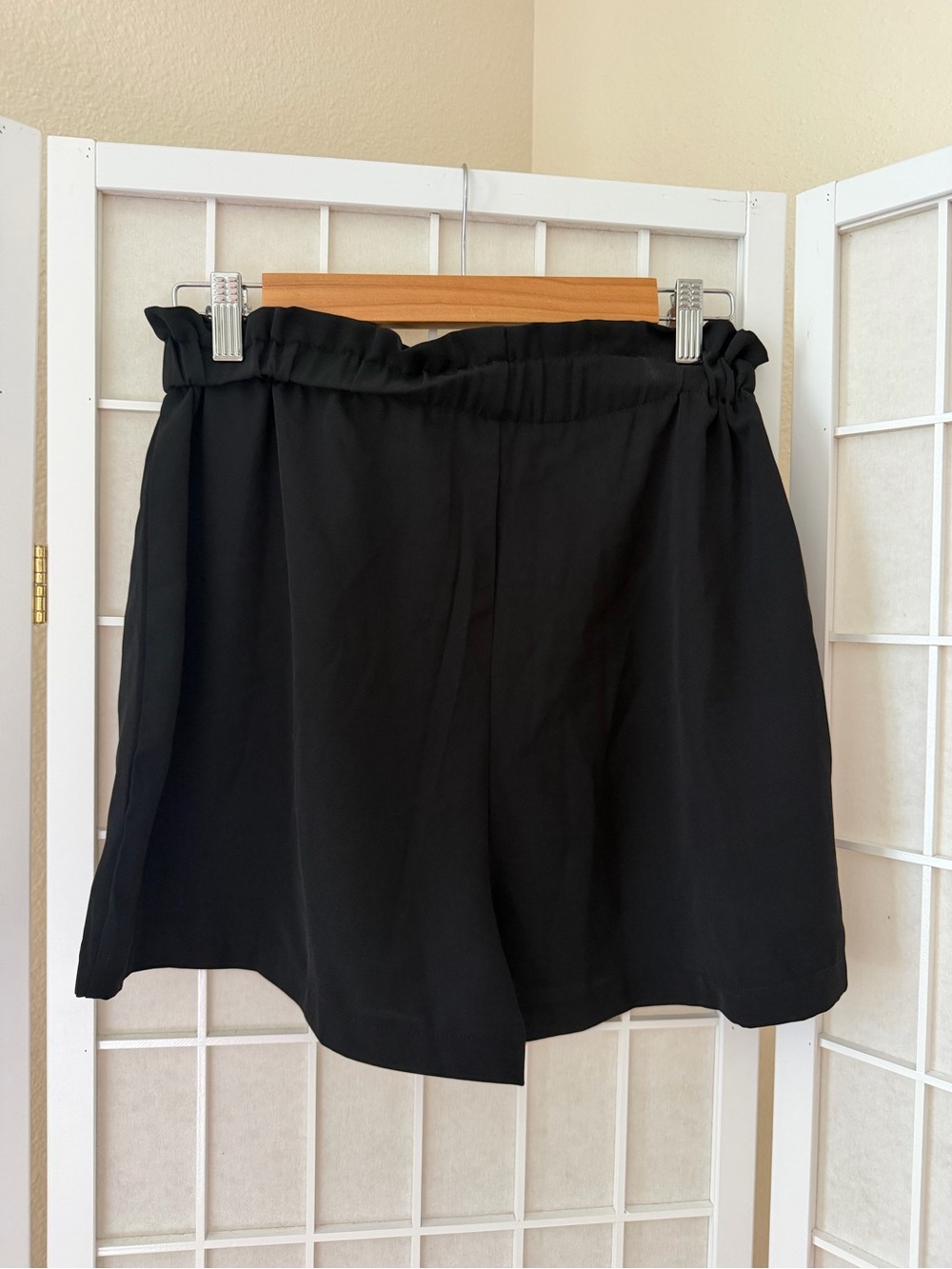 SHEIN Black High Waisted Paperbag Shorts Medium